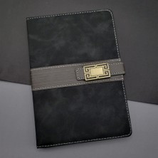 SHC4200 Deri Kapaklı Çizgili Not Defteri Siyah