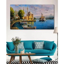 Lona Sanat Istanbul Manzara Temalı Beyaz Kanvas Tablo 35 x 50 Ebatlarında
