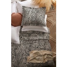 Nesco Battal Boy %100 Pamuk Nevresim Takımı 220X240 Zebra Desenli Nevresim + Düz Beyaz Çarşaf