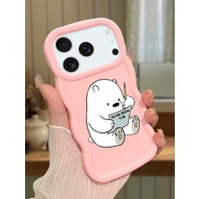 HONTINGA iPhone 17 Pro Uyumlu Kılıfı Düşüme Önleyici Basitlik Anti Düşme Darbeye Dayanıklı Basit Pembe Yumuşak Silikon Telefon Kılıfı Ayı Desen K9-0096