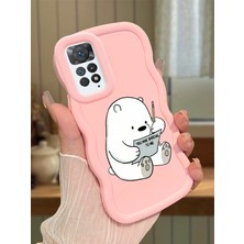 HONTINGA Redmi Note 11 Pro 5g Uyumlu Kılıfı Düşüme Önleyici Basitlik Anti Düşme Darbeye Dayanıklı Basit Pembe Yumuşak Silikon Telefon Kılıfı Ayı Desen K9-0096