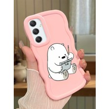HONTINGA Samsung Galaxy A34 5g Uyumlu Kılıfı Düşüme Önleyici Basitlik Anti Düşme Darbeye Dayanıklı Basit Pembe Yumuşak Silikon Telefon Kılıfı Ayı Desen K9-0096