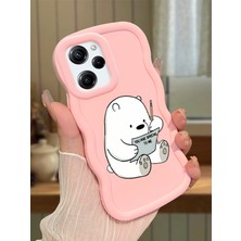 HONTINGA Poco X5 Pro 5g Uyumlu Kılıfı Düşüme Önleyici Basitlik Anti Düşme Darbeye Dayanıklı Basit Pembe Yumuşak Silikon Telefon Kılıfı Ayı Desen K9-0096