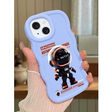 HONTINGA iPhone 15 Plus Uyumlu Kılıfı Düşüme Önleyici Basitlik Anti Düşme Darbeye Dayanıklı Basit Mavi Yumuşak Silikon Telefon Kılıfı Astronot Desen K9-0098