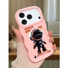 HONTINGA iPhone 17 Pro Max Uyumlu Kılıfı Düşüme Önleyici Basitlik Anti Düşme Darbeye Dayanıklı Basit Pembe Yumuşak Silikon Telefon Kılıfı Astronot Desen K9-0098