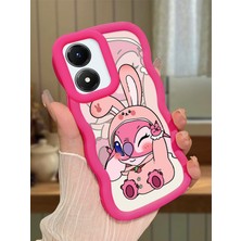 HONTINGA Vivo Y02S Uyumlu Kılıfı Düşüme Önleyici Basitlik Anti Düşme Darbeye Dayanıklı Basit Kırmızı Yumuşak Silikon Telefon Kılıfı Stitch Desen K9-0093
