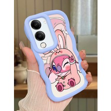 HONTINGA Vivo Y19S Gt 5g Uyumlu Kılıfı Düşüme Önleyici Basitlik Anti Düşme Darbeye Dayanıklı Basit Mavi Yumuşak Silikon Telefon Kılıfı Stitch Desen K9-0093