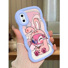 HONTINGA iPhone x Uyumlu Kılıfı Düşüme Önleyici Basitlik Anti Düşme Darbeye Dayanıklı Basit Mavi Yumuşak Silikon Telefon Kılıfı Stitch Desen K9-0093