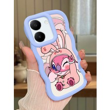 HONTINGA Vivo Y27S Uyumlu Kılıfı Düşüme Önleyici Basitlik Anti Düşme Darbeye Dayanıklı Basit Mavi Yumuşak Silikon Telefon Kılıfı Stitch Desen K9-0093