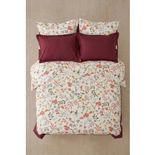 Nesco Mercan Çiçek %100 Pamuk King Size 220x240 6 Parça Nevresim Takımı | 180x200x30 Lastikli Çarşaf + 4 Yastık