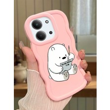 HONTINGA Xiaomi Redmi 15C 4g Uyumlu Kılıfı Düşüme Önleyici Basitlik Anti Düşme Darbeye Dayanıklı Basit Pembe Yumuşak Silikon Telefon Kılıfı Ayı Desen K9-0096