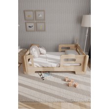 Zeo Wood Design Mdflam Modern Montessori Çocuk Yatak, Baza, Karyola- Safir Meşe