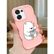 HONTINGA Oppo A6 Pro 5g Uyumlu Kılıfı Düşüme Önleyici Basitlik Anti Düşme Darbeye Dayanıklı Basit Pembe Yumuşak Silikon Telefon Kılıfı Ayı Desen K9-0096