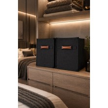 Çınar Ev Tekstil 30X30 cm Keçe Dolap Içi Düzenleyici 2’li Set – Katlanabilir, Deri Kulplu, Çok Amaçlı Saklama Kutusu