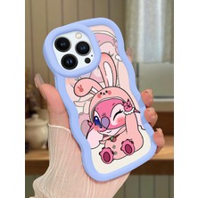 HONTINGA iPhone 13 Pro Uyumlu Kılıfı Düşüme Önleyici Basitlik Anti Düşme Darbeye Dayanıklı Basit Mavi Yumuşak Silikon Telefon Kılıfı Stitch Desen K9-0093