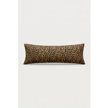 Nesco Leopar Desenli Dolgulu Uzun Yastık 50X120 cm %100 Pamuk Dekoratif Yastık Hamile Yan Yatış Yastığı