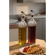 Porsima DHZ90116 2li Sızdırmaz Kapaklı Cam Yağlık Sirkelik Yağdanlık 500ML