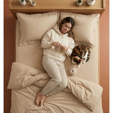 Nesco Bej Tek Kişilik %100 Pamuk Nevresim Takımı 160X220 Nevresim 100X200 Çarşaf 2 Yastık Kılıfı