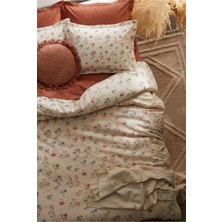 Nesco Tek Kişilik 160X220 cm Çiçek Desenli Nevresim Takımı ve Lastikli Çarşaflı 100X200 cm 2 Yastık Kılıfı