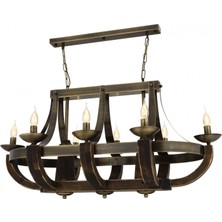 Avonni AV-1644-8E-YM Eskitme Kaplama Modern Avize E14 Metal Ahşap H: 80 cm, WxD: 106x58 cm