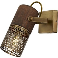 Avonni AP-1830-1E Eskitme Kaplama Aplik E27 Metal Ahşap H: 12 cm, WxD: 6x12 cm