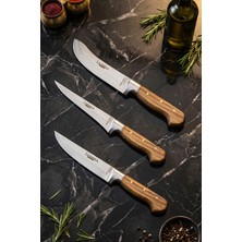 Lazbisa Hand Craft Mutfak Bıçak Seti Et Ekmek Sebze Bıçağı 3 Lü Set Günlük Kullanım ( Mtf-033 )