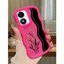 HONTINGA Vivo Y02S Uyumlu Kılıfı Düşüme Önleyici Basitlik Anti Düşme Darbeye Dayanıklı Basit Kırmızı Yumuşak Silikon Telefon Kılıfı Çiçek Desen K9-0099