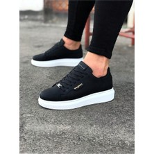 Mevese Luda Siyah Cilt Deri Erkek Sneaker - Bağcıklı Günlük Ayakkabı