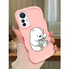 HONTINGA Xiaomi Mi 12 Lite Uyumlu Kılıfı Düşüme Önleyici Basitlik Anti Düşme Darbeye Dayanıklı Basit Pembe Yumuşak Silikon Telefon Kılıfı Ayı Desen K9-0096