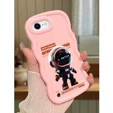 HONTINGA iPhone 6s Plus Uyumlu Kılıfı Düşüme Önleyici Basitlik Anti Düşme Darbeye Dayanıklı Basit Pembe Yumuşak Silikon Telefon Kılıfı Astronot Desen K9-0098