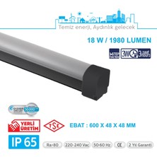 Teletek 3-Step Fonksiyon + Acil Durum Kitli 18W Etanj Armatür IP65 - Otopark, Depo ve Garaj Tipi - Su Geçirmez Tavan Lambası