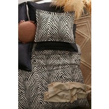 Nesco Tek Kişilik 160X220 Zebra Desenli Nevresim Takımı 100X200 Lastikli Çarşaflı
