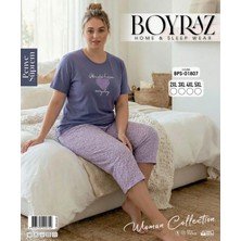 Boyraz BPS-01807 Kadın Battal Kısa Kol Kapri Takım