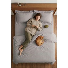 Nesco Gri King Size %100 Pamuk Nevresim Takımı 220X240 Nevresim 180X200 Çarşaf 4 Yastık Kılıfı