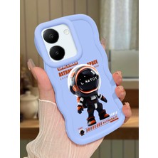HONTINGA Vivo Y27S Uyumlu Kılıfı Düşüme Önleyici Basitlik Anti Düşme Darbeye Dayanıklı Basit Mavi Yumuşak Silikon Telefon Kılıfı Astronot Desen K9-0098