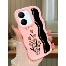 HONTINGA Vivo Y27S Uyumlu Kılıfı Düşüme Önleyici Basitlik Anti Düşme Darbeye Dayanıklı Basit Pembe Yumuşak Silikon Telefon Kılıfı Çiçek Desen K9-0099