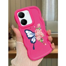 HONTINGA Vivo Y27S Uyumlu Kılıfı Düşüme Önleyici Basitlik Anti Düşme Darbeye Dayanıklı Basit Kırmızı Yumuşak Silikon Telefon Kılıfı Kelebek Desen K9-0095