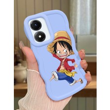 HONTINGA Vivo Y02S Uyumlu Kılıfı Düşüme Önleyici Basitlik Anti Düşme Darbeye Dayanıklı Basit Mavi Yumuşak Silikon Telefon Kılıfı Luffy Desen K9-0100