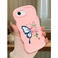 HONTINGA iPhone 6s Plus Uyumlu Kılıfı Düşüme Önleyici Basitlik Anti Düşme Darbeye Dayanıklı Basit Pembe Yumuşak Silikon Telefon Kılıfı Kelebek Desen K9-0095