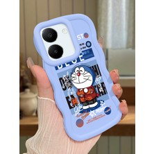 HONTINGA Vivo Y27S Uyumlu Kılıfı Düşüme Önleyici Basitlik Anti Düşme Darbeye Dayanıklı Basit Mavi Yumuşak Silikon Telefon Kılıfı Doraemon Desen K9-0097