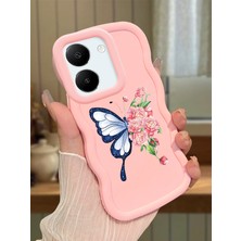 HONTINGA Vivo Y27S Uyumlu Kılıfı Düşüme Önleyici Basitlik Anti Düşme Darbeye Dayanıklı Basit Pembe Yumuşak Silikon Telefon Kılıfı Kelebek Desen K9-0095