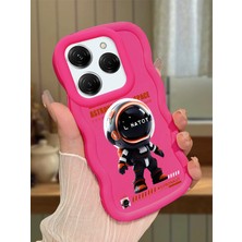 HONTINGA Tecno Spark 20 Pro Uyumlu Kılıfı Düşüme Önleyici Basitlik Anti Düşme Darbeye Dayanıklı Basit Kırmızı Yumuşak Silikon Telefon Kılıfı Astronot Desen K9-0098