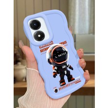 HONTINGA Vivo Y02S Uyumlu Kılıfı Düşüme Önleyici Basitlik Anti Düşme Darbeye Dayanıklı Basit Mavi Yumuşak Silikon Telefon Kılıfı Astronot Desen K9-0098
