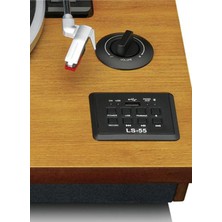 Lenco LS-55 Ahşap Hoparlörlü Bluetoothlu Pikap USBli MP3 Kayıt Özellikli Estetik Tasarım