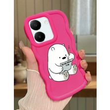 HONTINGA Vivo Y27S Uyumlu Kılıfı Düşüme Önleyici Basitlik Anti Düşme Darbeye Dayanıklı Basit Kırmızı Yumuşak Silikon Telefon Kılıfı Ayı Desen K9-0096