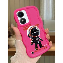 HONTINGA Vivo Y02S Uyumlu Kılıfı Düşüme Önleyici Basitlik Anti Düşme Darbeye Dayanıklı Basit Kırmızı Yumuşak Silikon Telefon Kılıfı Astronot Desen K9-0098