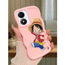 HONTINGA Vivo Y02S Uyumlu Kılıfı Düşüme Önleyici Basitlik Anti Düşme Darbeye Dayanıklı Basit Pembe Yumuşak Silikon Telefon Kılıfı Luffy Desen K9-0100