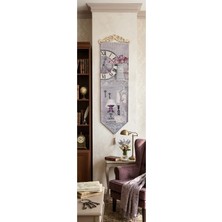 Believe BELİEVE BEYAZ DÜŞ JAKARLI DOKUMA  GOBLEN DEKORATİF AHŞAP ASKILI PÜSKÜLLÜ PANO TABLO 30*100