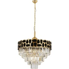 Avonni AV-1823-S60 Sarı Kaplama Modern Avize E27 Metal Kristal H: 115 cm, Ø: 58 cm