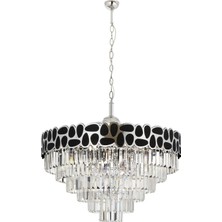 Avonni AV-1823-K80 Krom Kaplama Modern Avize E27 Metal Kristal H: 115 cm, Ø: 80 cm